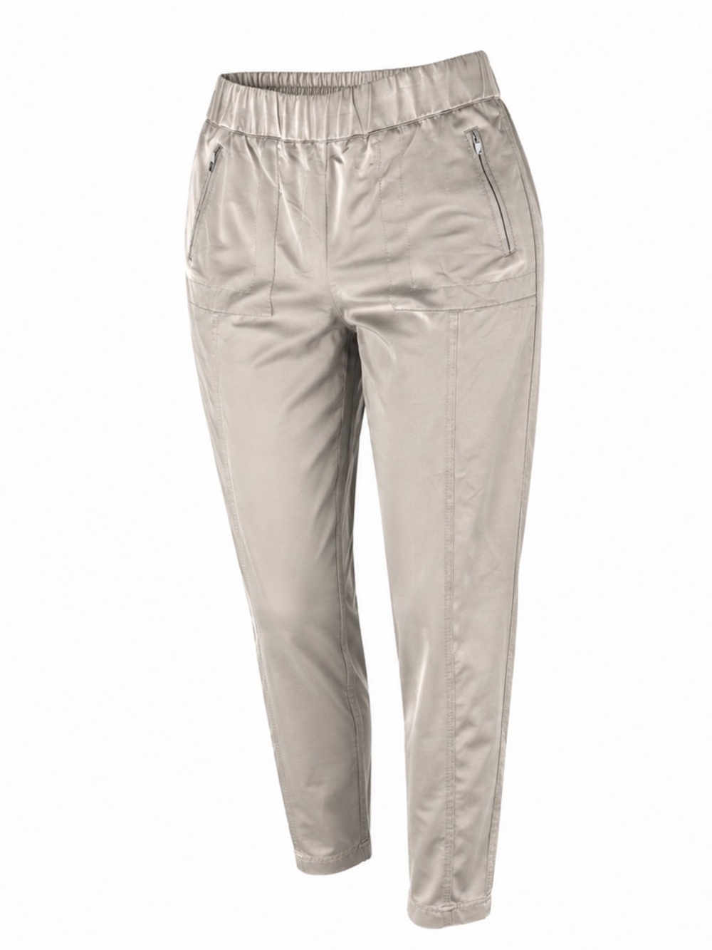 Recreation Joggers- Taupe Elastic Waist Zip Pocket Lounge - large